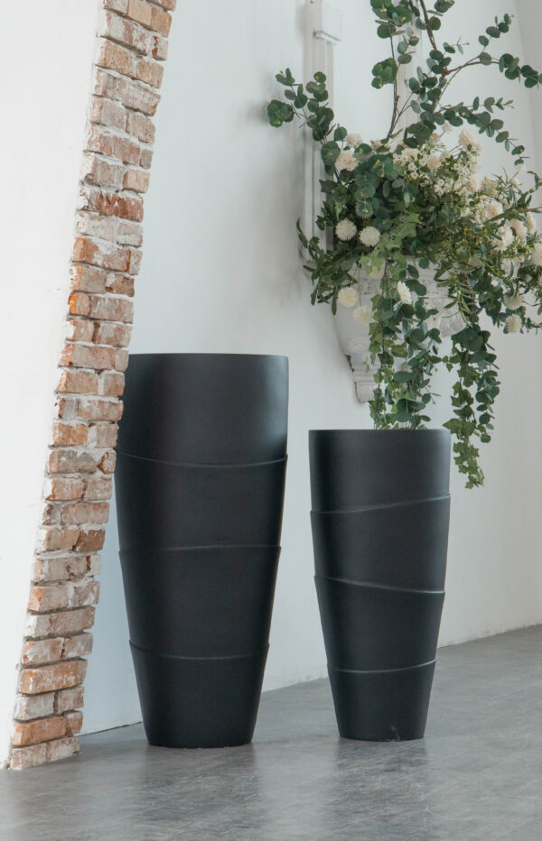 Black Fiberstone Cocoon Planter