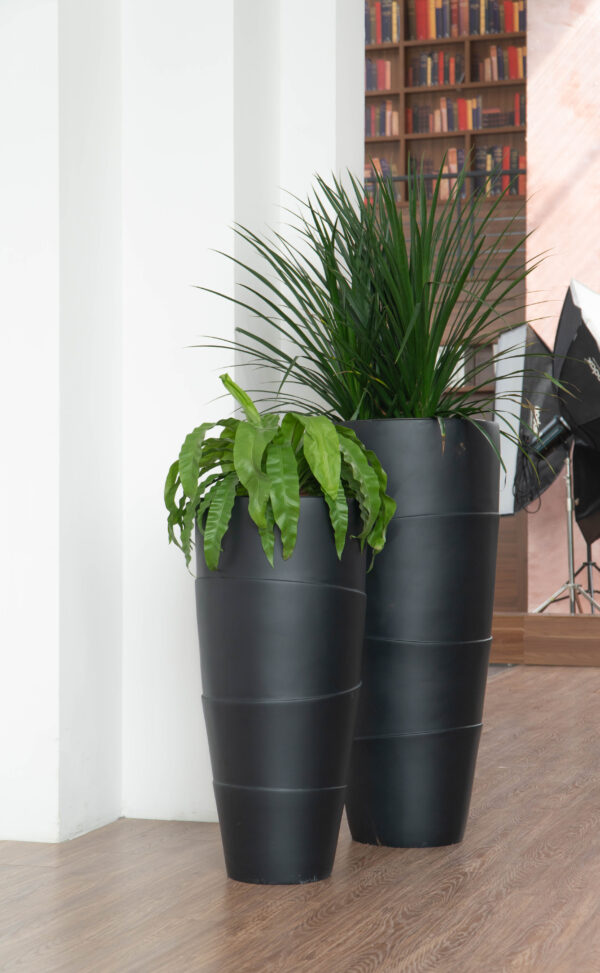 Black Fiberstone Cocoon Planter