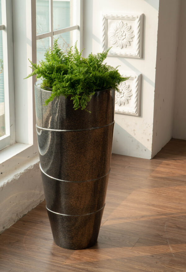 Black Fiberstone Cocoon Planter
