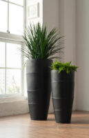 Black Fiberstone Cocoon Planter