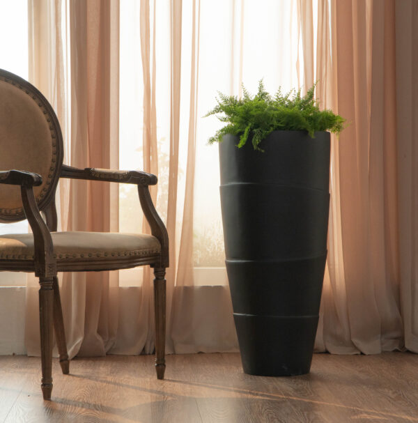 Black Fiberstone Cocoon Planter