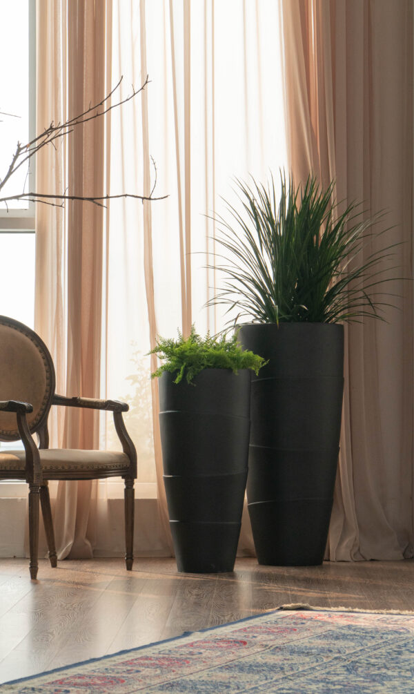 Black Fiberstone Cocoon Planter