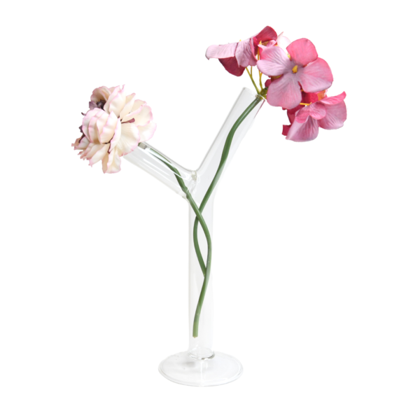 Clear Y-Shaped Glass Bud Vase